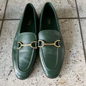 Green zara loafers